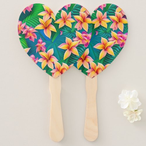 Hawaiian Tropical Flower Pattern  Hand Fan