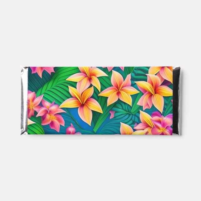 Hawaiian Tropical Flower Pattern  Hershey Bar Favors (Front)