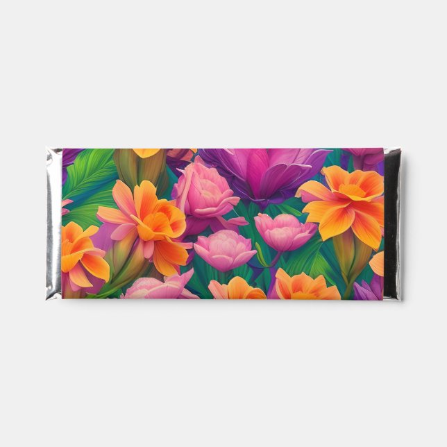 Hawaiian Tropical Flower Pattern  Hershey Bar Favors (Front)