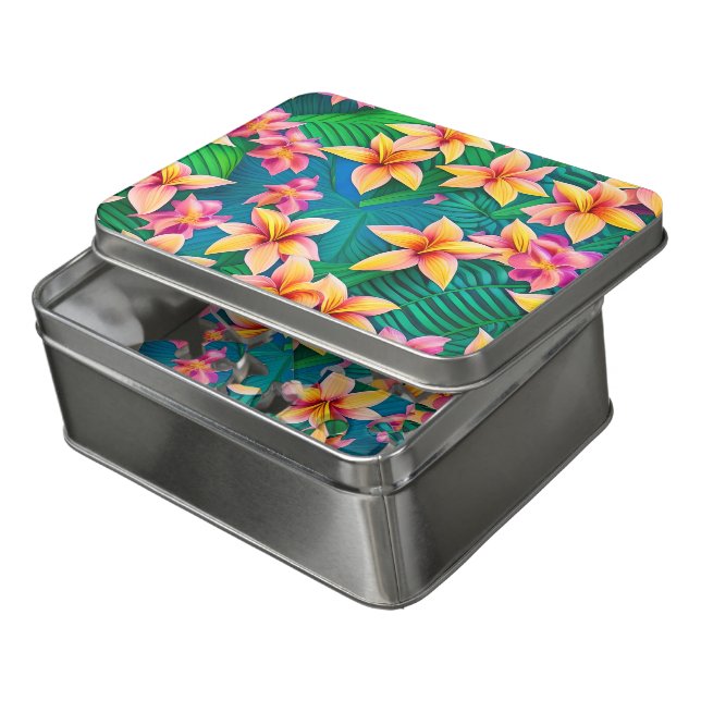 Hawaiian Tropical Flower Pattern  Jigsaw Puzzle (Lid Open)