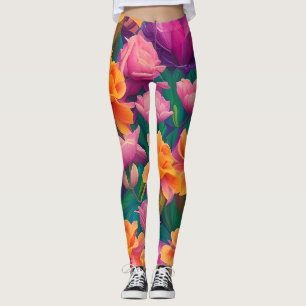 Hawaiian Tropical Flower Pattern Leggings