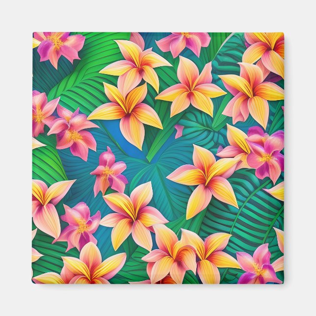 Hawaiian Tropical Flower Pattern  Magnet (Front)