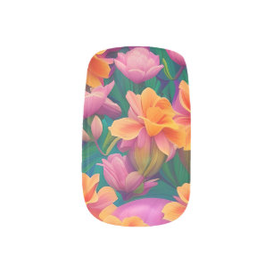Hawaiian Tropical Flower Pattern Minx Nail Art