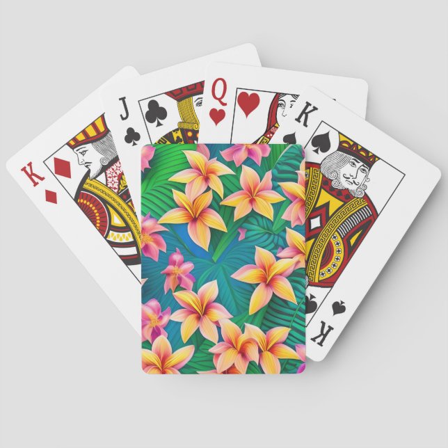 Hawaiian Tropical Flower Pattern  Poker Cards (Back)