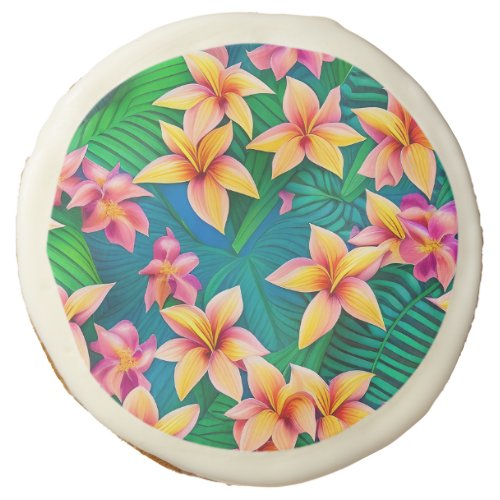 Hawaiian Tropical Flower Pattern  Sugar Cookie