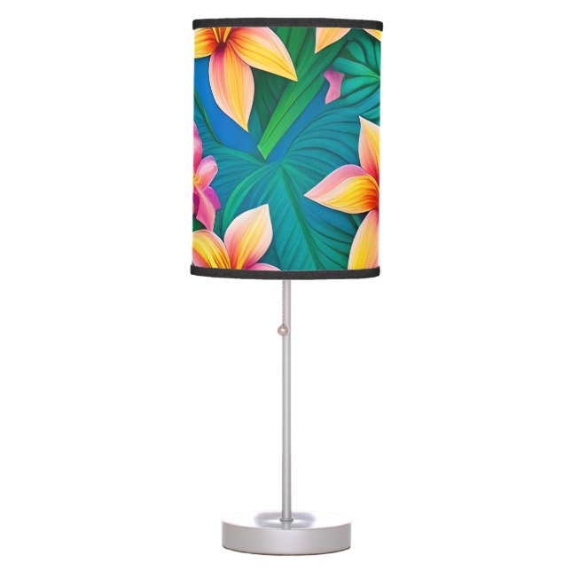 Hawaiian Tropical Flower Pattern  Table Lamp (Front)
