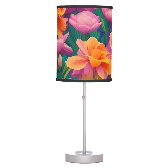 Hawaiian Tropical Flower Pattern  Table Lamp (Front)
