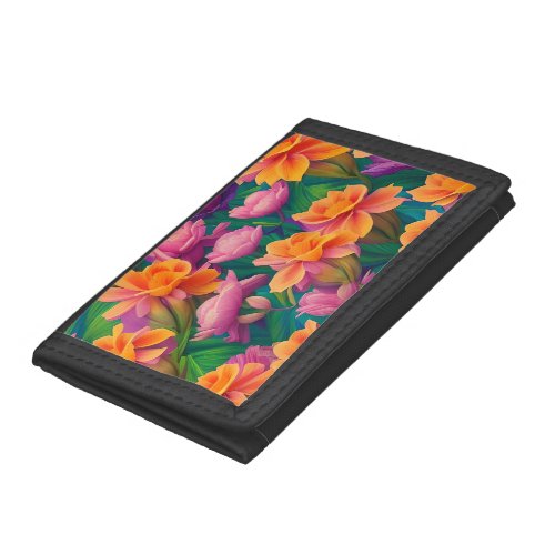 Hawaiian Tropical Flower Pattern  Trifold Wallet