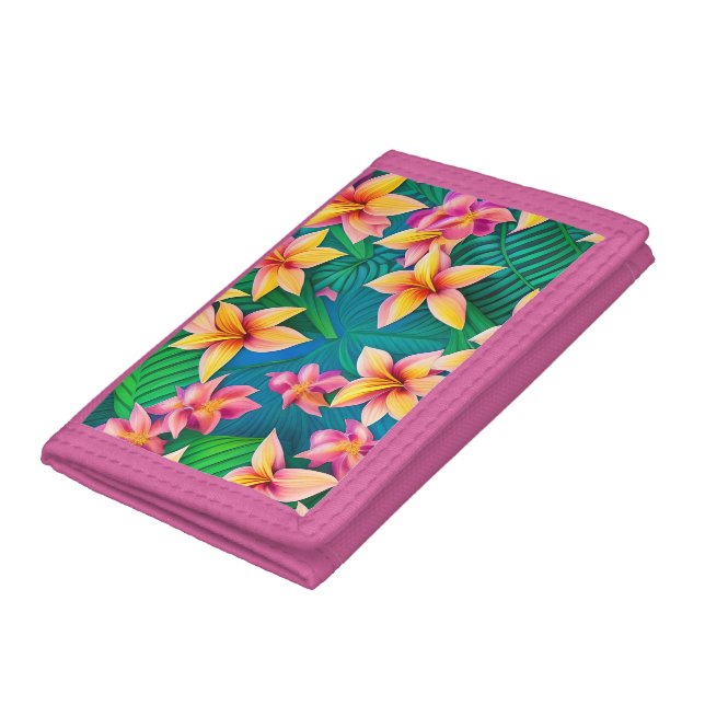 Hawaiian Tropical Flower Pattern  Trifold Wallet (Bottom)
