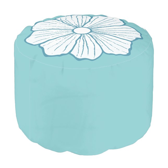 Hawaiian Tropical Flower Pouf Ottoman (Angled Back)