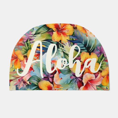 Hawaiian Tropical Flowers Aloha Doormat