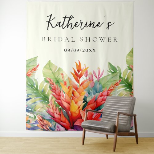 Hawaiian Tropical Flowers Bridal Shower Tapestry