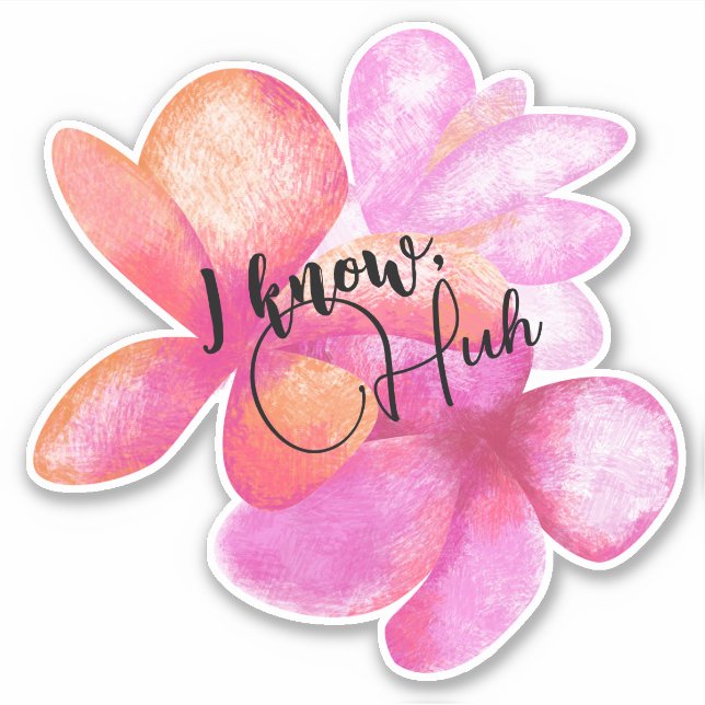 Hawaiian Tropical Flowers Custom-Cut Vinyl Sticker (Front)