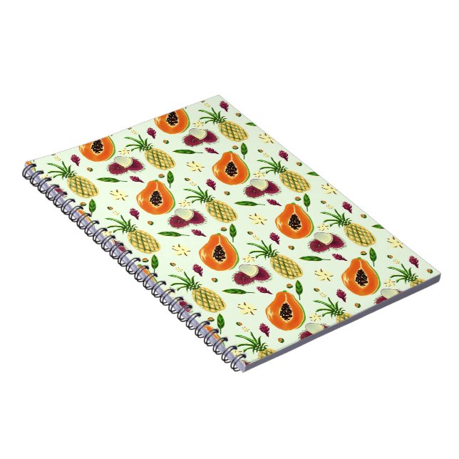 Hawaiian Tropical Fruit Pattern Cream Notebook  (Right Side)