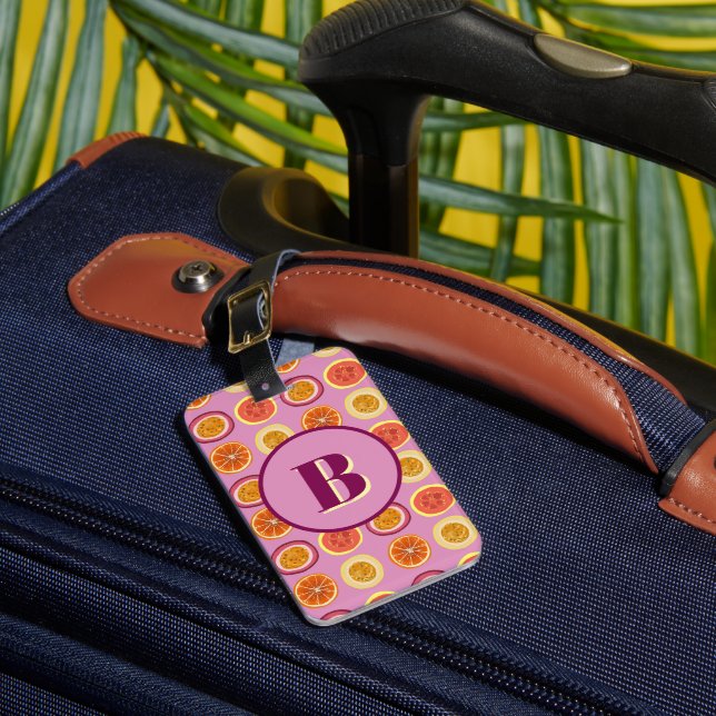 Hawaiian Tropical Fruit Pink Custom Luggage Tag (Front Insitu 1)