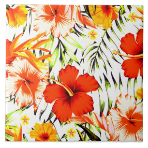 Hawaiian Tropical hibiscus flowers Ceramic Tile