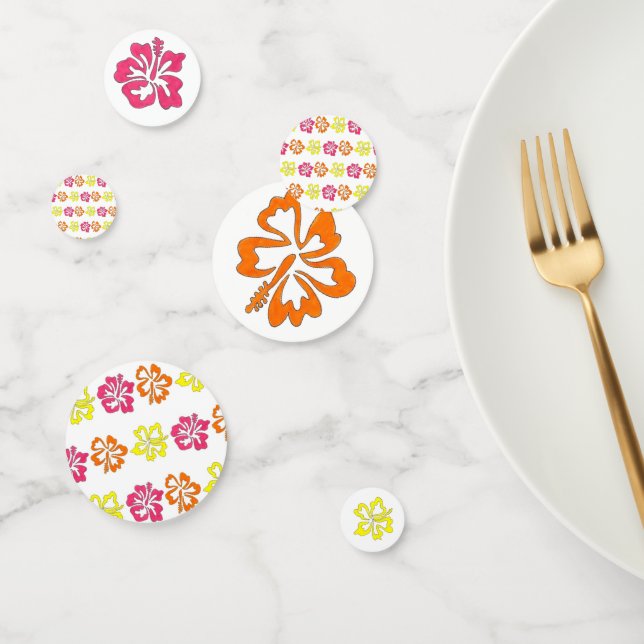 Hawaiian Tropical Hibiscus Flowers Floral Print Confetti (Group)