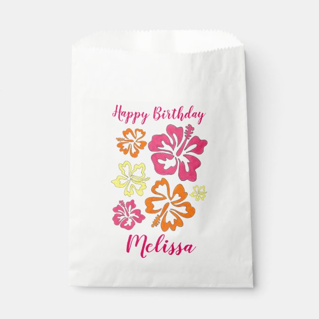 Hawaiian Tropical Hibiscus Flowers Floral Print Favor Bag (Front)