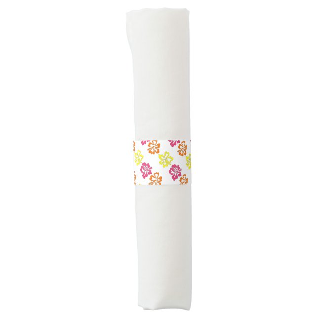 Hawaiian Tropical Hibiscus Flowers Floral Print Napkin Bands (Front)