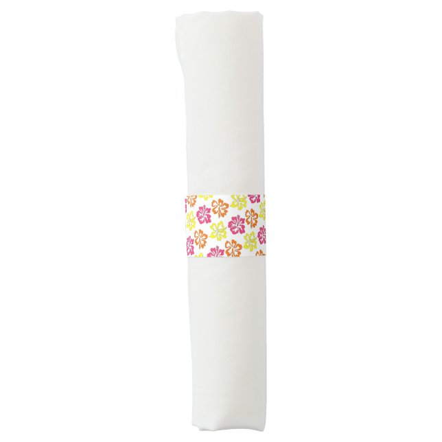 Hawaiian Tropical Hibiscus Flowers Floral Print Napkin Bands (Front)
