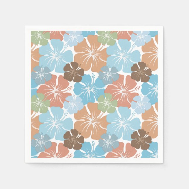 Hawaiian Tropical Hibiscus Flowers Paper Napkins (Front)