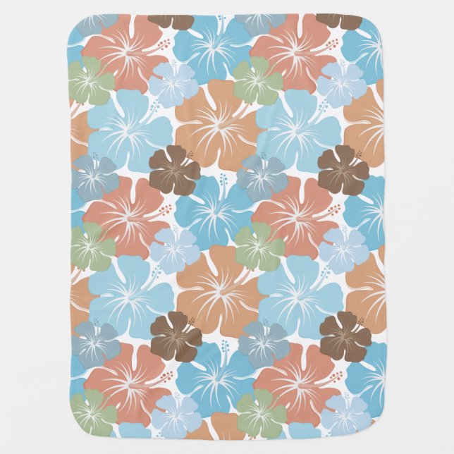 Hawaiian Tropical Hibiscus Flowers Receiving Blanket (Front)