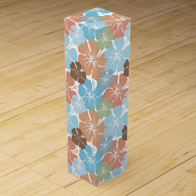 Hawaiian Tropical Hibiscus Flowers Wine Gift Box (Front)