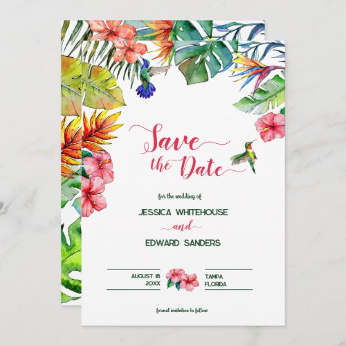 Hawaiian Tropical Hibiscus Wedding Save The Date 
