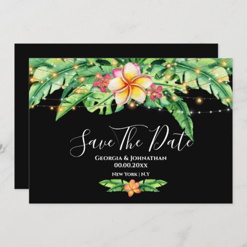 Hawaiian tropical island beach lights flowers save the date