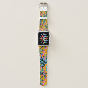 Hawaiian Tropical Leaves And Plants Print Pattern Apple Watch Band
