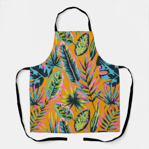 Hawaiian Tropical Leaves And Plants Print Pattern Apron