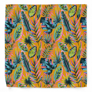 Hawaiian Tropical Leaves And Plants Print Pattern Bandana