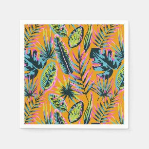 Hawaiian Tropical Leaves And Plants Print Pattern Napkins