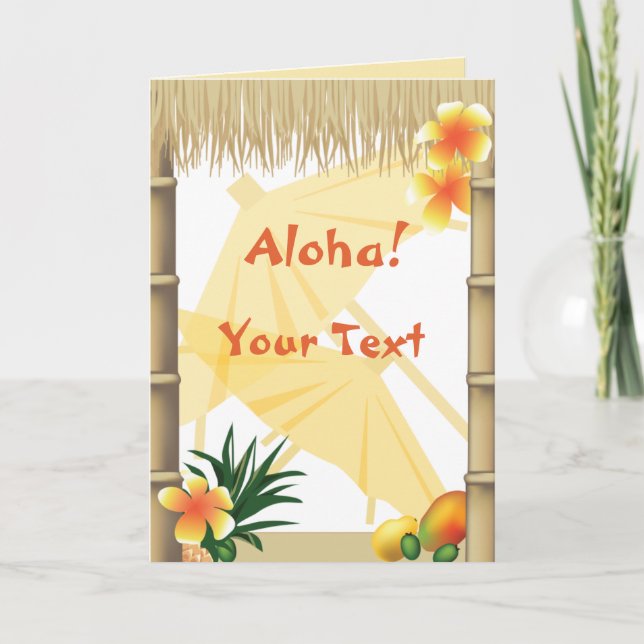 Hawaiian Tropical Luau Party Aloha Greeting Card (Front)