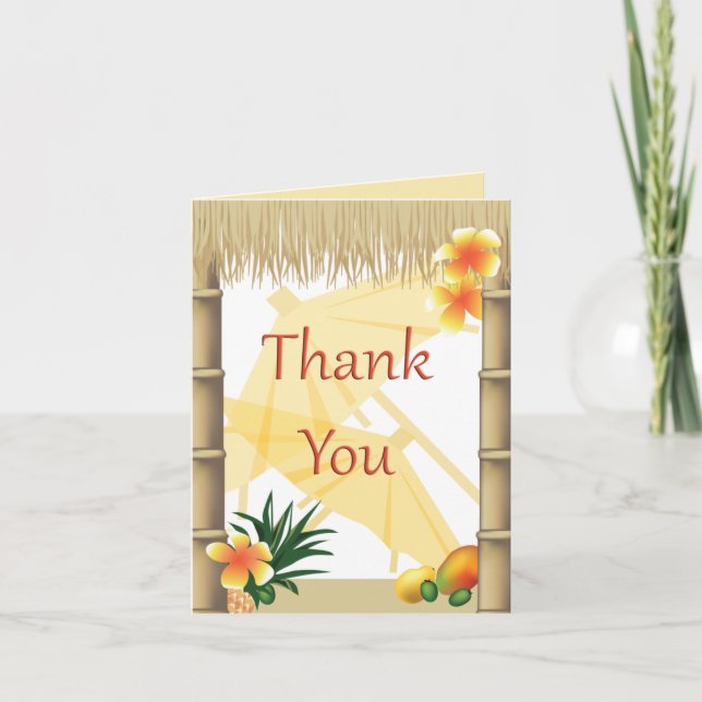 Hawaiian Tropical Luau Party Thank You Note Card (Front)