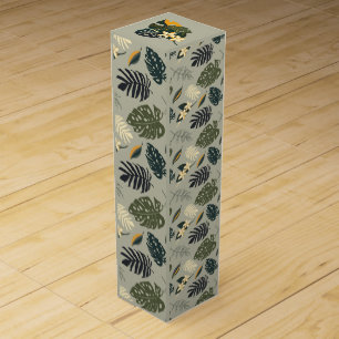 Hawaiian Tropical Monstera Leaves Wine Box