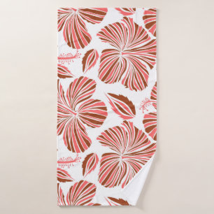 Hawaiian tropical natural floral in brown colors. bath towel