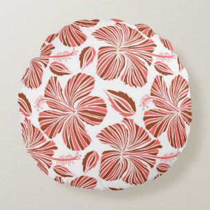 Hawaiian tropical natural floral in brown colors.  round pillow