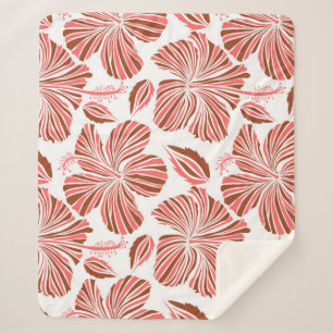 Hawaiian tropical natural floral in brown colors.  sherpa blanket