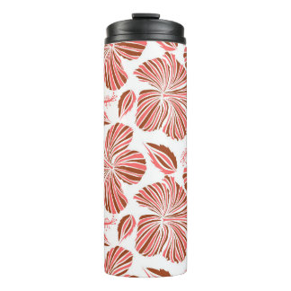 Hawaiian tropical natural floral in brown colors.  thermal tumbler