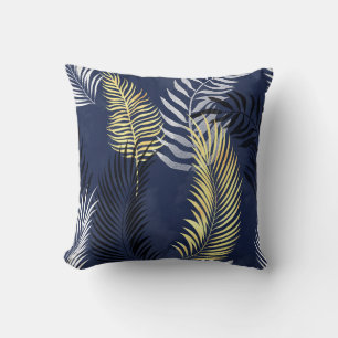 HAWAIIAN TROPICAL NAVY BLUE FERN PILLOW