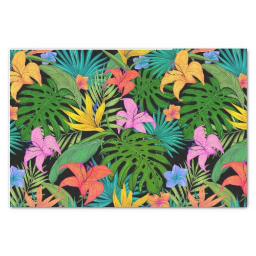 Hawaiian Tropical Palm Leaves Floral  Tissue Paper