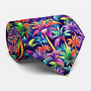 Hawaiian Tropical Palm Tree Pattern Neck Tie