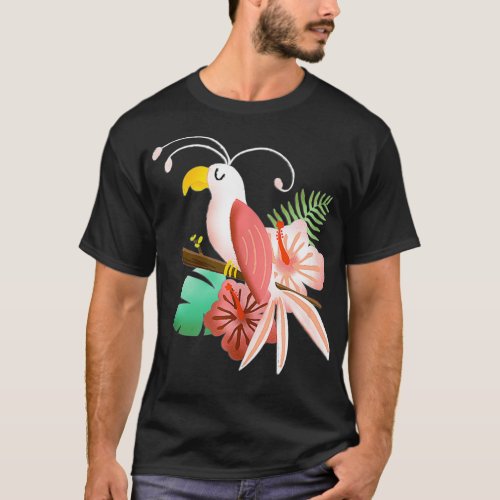 Hawaiian Tropical Parrot Cockatiel Bird Island Pin T_Shirt