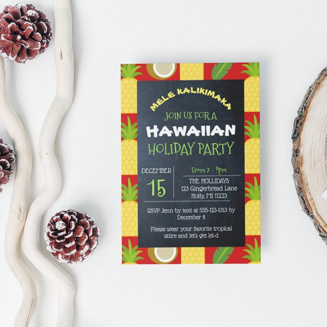 Hawaiian Tropical Pineapple Holiday Invitation (Creator Uploaded)