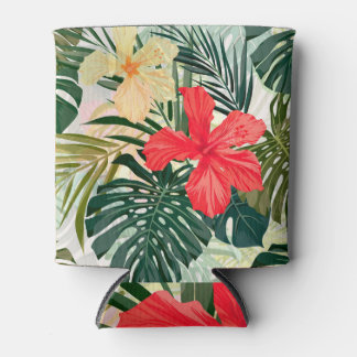 Hawaiian tropical plants, colorful flowers. can cooler