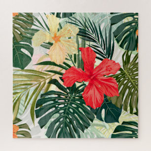 Hawaiian tropical plants, colorful flowers. jigsaw puzzle