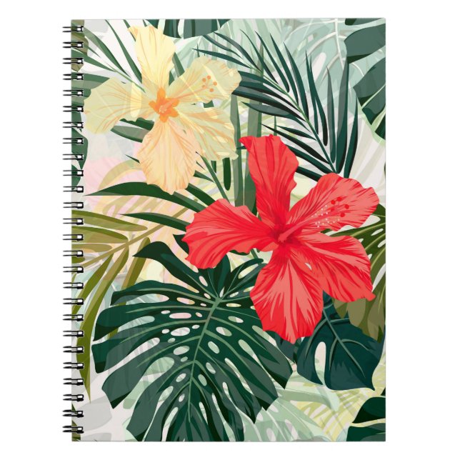 Hawaiian tropical plants, colorful flowers. notebook (Front)