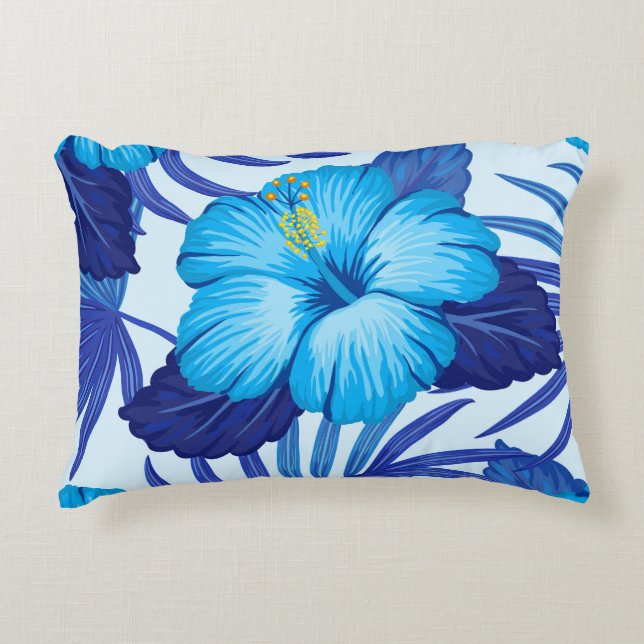Hawaiian tropical plants, hibiscus pattern. accent pillow (Front)