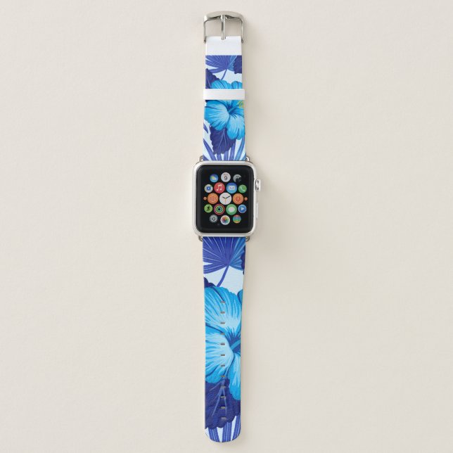 Hawaiian tropical plants, hibiscus pattern. apple watch band (Front)